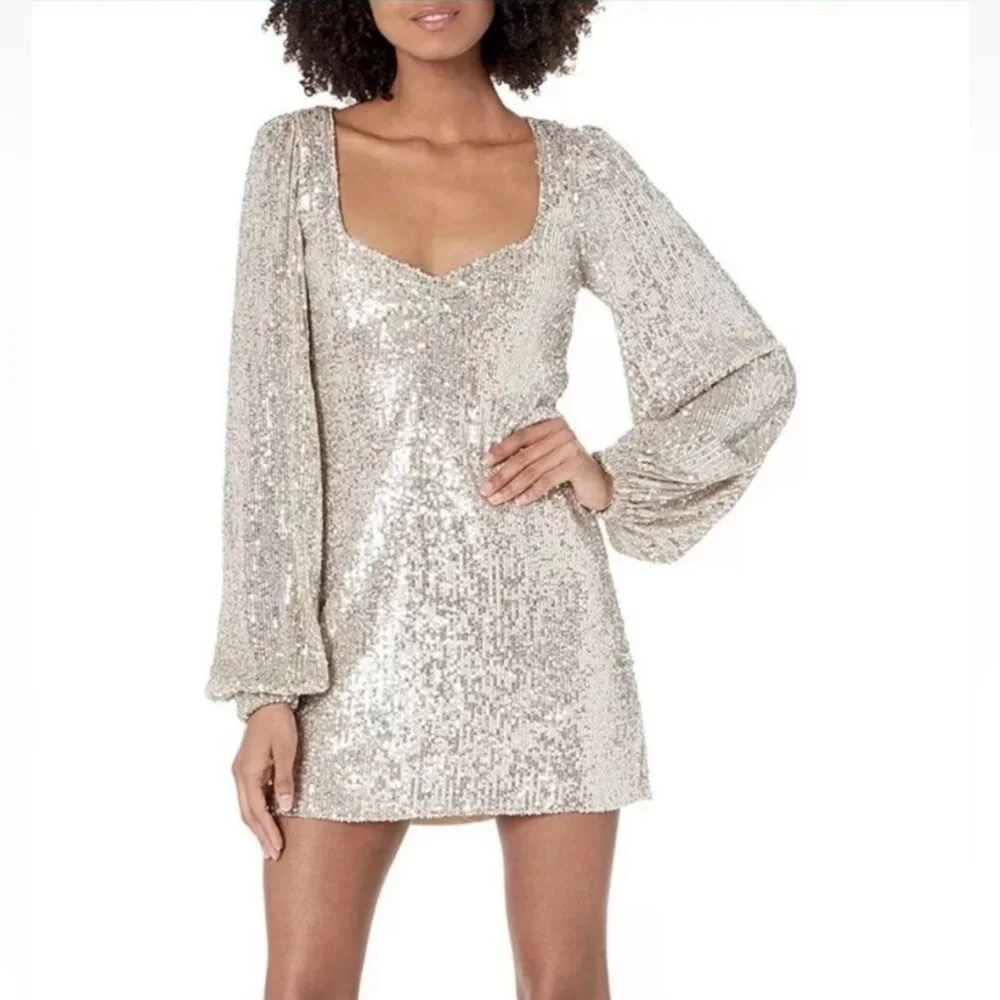 NWT Show Me Your Mumu Women's Aniston Mini Long Sleeve Dress Sequins Size XL - Picture 1 of 7